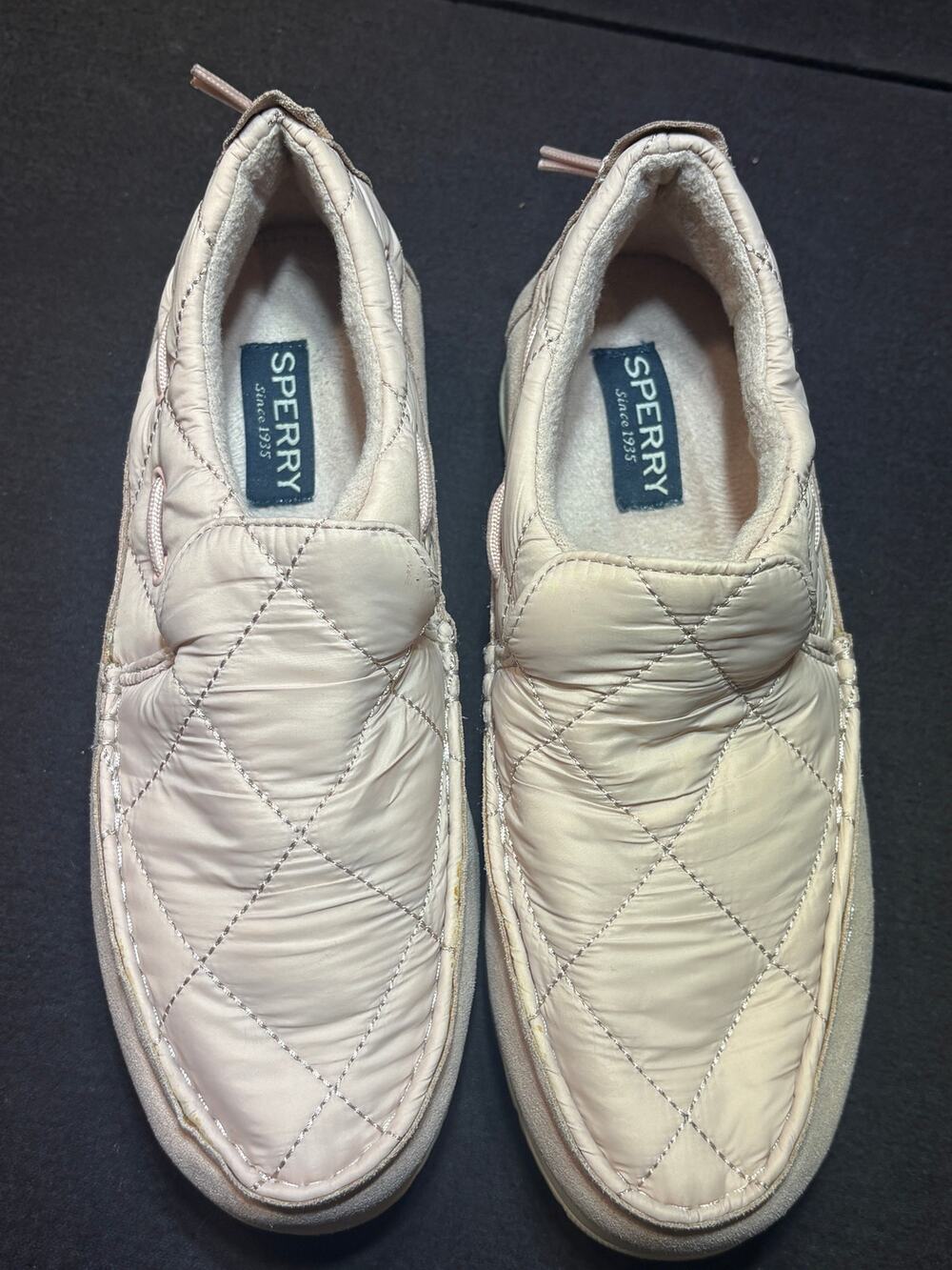 Sperry Women Quilted Puffer Boat Shoes Pink Slip On Loafers Size 7.5
